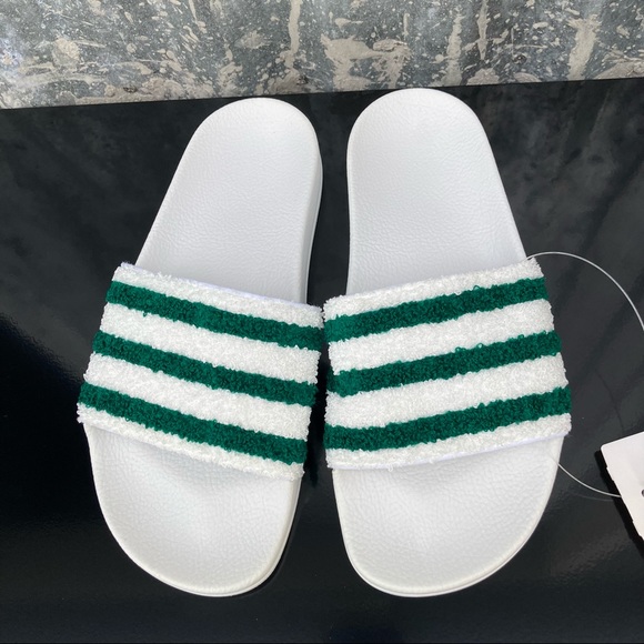 Adidas Originals Men’s NWT Slides In White & Green - Picture 5 of 16
